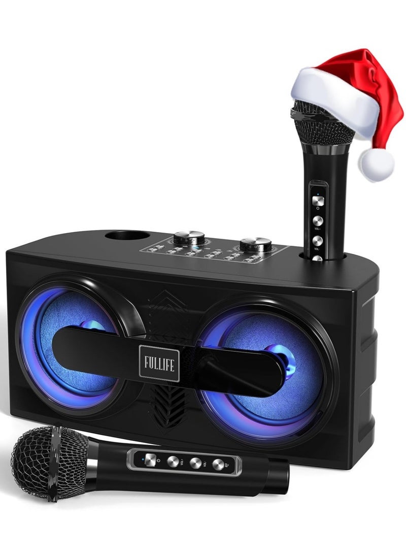 Smart Berry M25 Bluetooth PA Speaker System with 2 UHF Wireless Microphones – Portable Karaoke Machine for Adults & Kids, LED Light, Echo, Bass Adjustment, Vocal Cut for Home & Outdoor Parties - Image 1