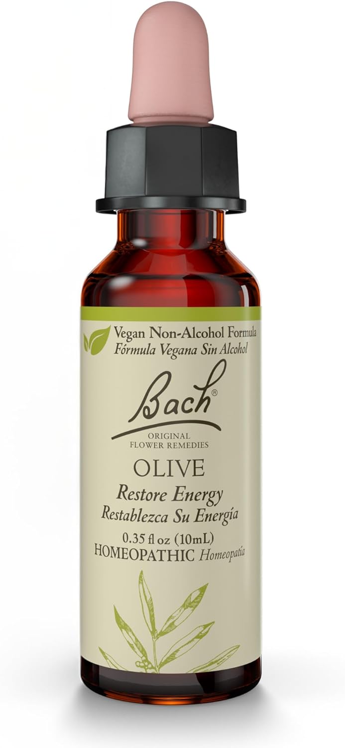 Bach Original Flower Remedies, Olive (Non-Alcohol Formula) - Restore Energy - Natural Homeopathic Flower Essence for Emotional Balance - Vegan, Gluten Free, Sugar Free - 10mL Dropper