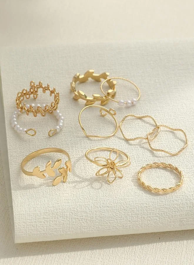 Take Two Take Two Set of 10 - Faux Pearl Accent Rings