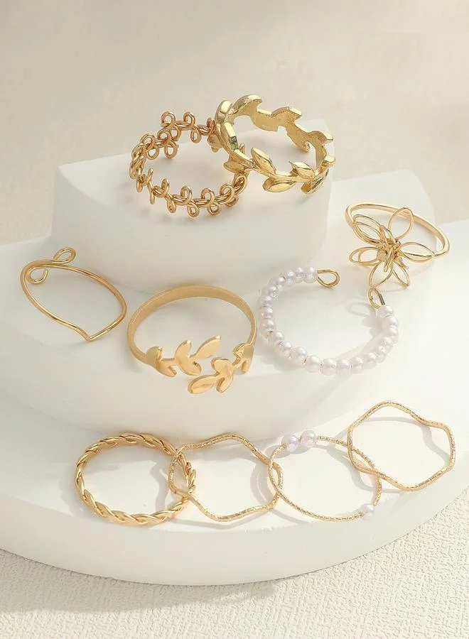 Take Two Take Two Set of 10 - Faux Pearl Accent Rings