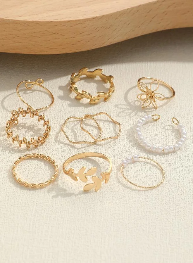 Take Two Take Two Set of 10 - Faux Pearl Accent Rings