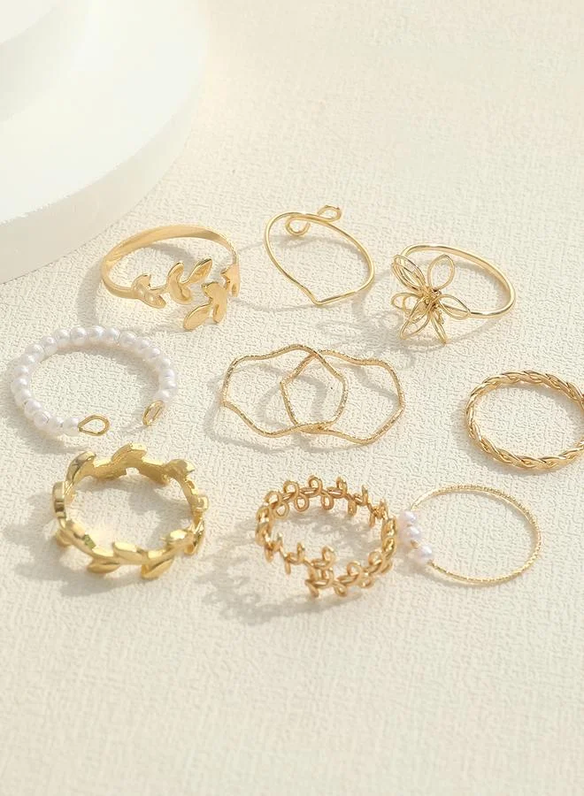 Take Two Take Two Set of 10 - Faux Pearl Accent Rings