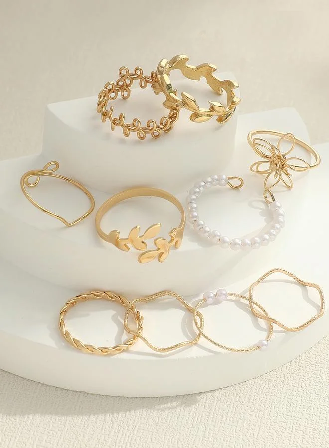 Take Two Take Two Set of 10 - Faux Pearl Accent Rings