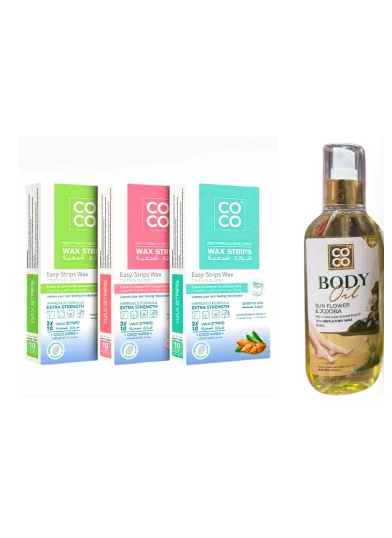 Coco - Coco Wax 3-piece Wax Strips for Hair Removal with Oil Pack - Image 1