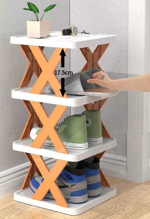 HETZON SALES Stackable Shoe Rack MultiLayer Plastic Foldable Shoe Cabinet Storage FreeStanding Entryway Storage Space Saving Wardrobe Shoes Shoes Organizer Home and Office Multicolor - Image 1