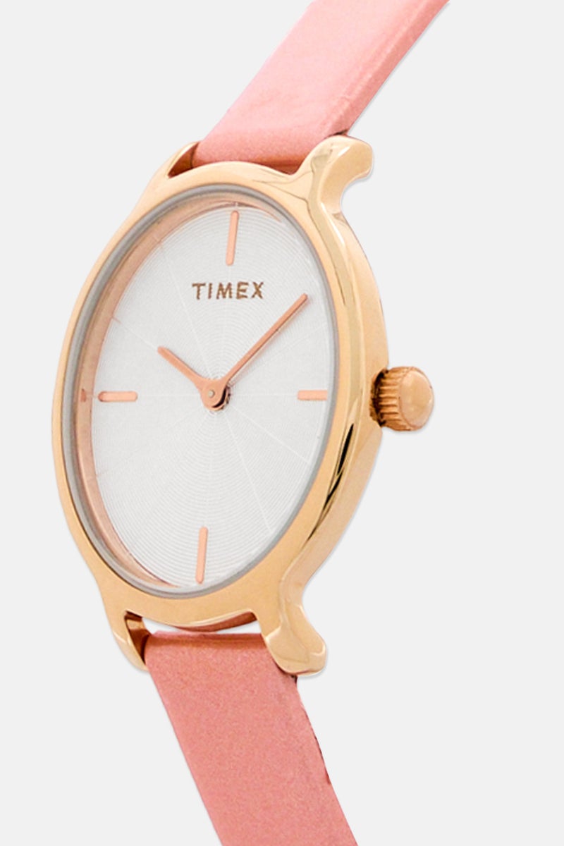 TIMEX ساعة نسائية TW2R94600 ميلانو كوارتز جلد 24 مم، وردي - Image 2