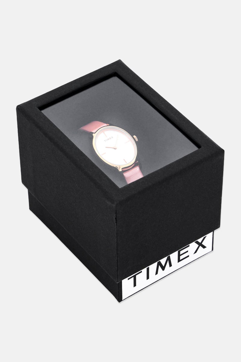 TIMEX ساعة نسائية TW2R94600 ميلانو كوارتز جلد 24 مم، وردي - Image 5