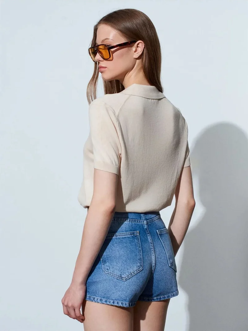 ديلفين Dilvin Women's Polo Collar Button Blouse