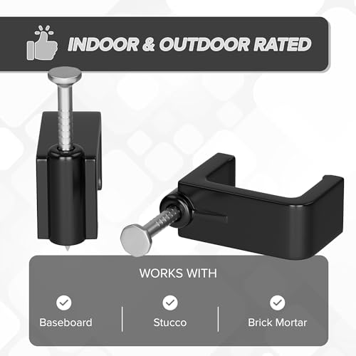 THE CIMPLE CO Dual Cable Clips, 100 PCS, Indoor/Outdoor Cord Management, 1/2 Inch Wire Staples for Coax, Ethernet, Electrical Wire, Nail Clips for Wires on Wall, 12 mm, Black - Image 4
