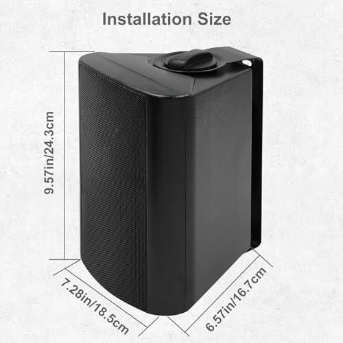 Herdio 5.25 Inches Passive Outdoor Speakers Wired Waterproof, 300 Watts Wall Mount Speakers All Weather for Patio Indoor Deck Countryard (1 Pair, Black) - Image 5