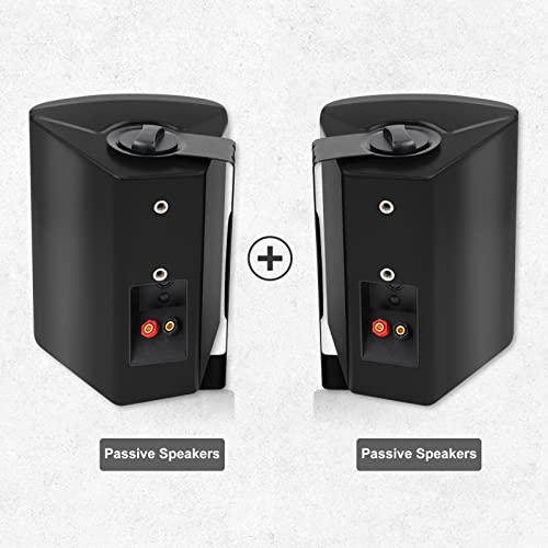 Herdio 5.25 Inches Passive Outdoor Speakers Wired Waterproof, 300 Watts Wall Mount Speakers All Weather for Patio Indoor Deck Countryard (1 Pair, Black) - Image 4