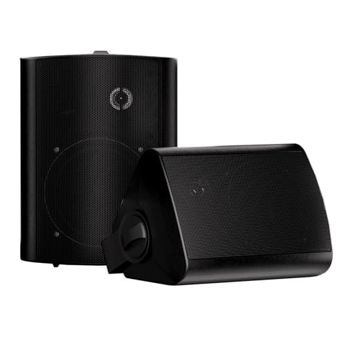 Herdio 5.25 Inches Passive Outdoor Speakers Wired Waterproof, 300 Watts Wall Mount Speakers All Weather for Patio Indoor Deck Countryard (1 Pair, Black) - Image 1