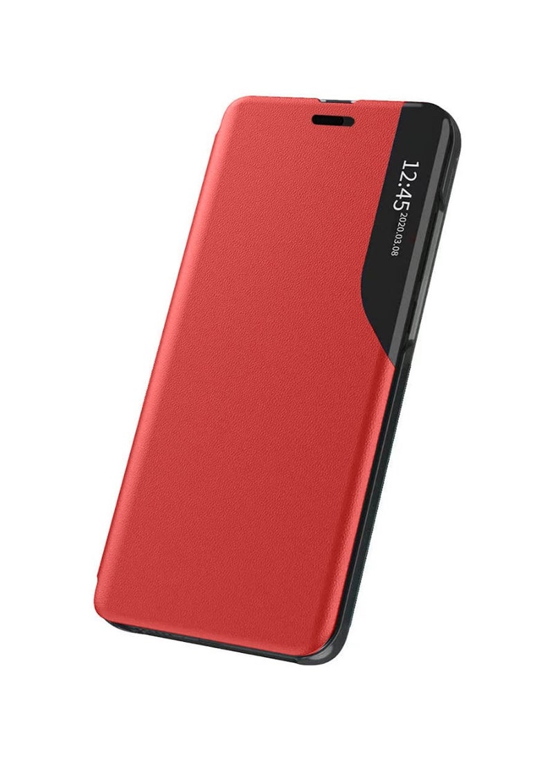 Wtech Leather And Foldable Mirror Kickstand Case Cover For Apple iPhone 14 Pro Red  - Image 1