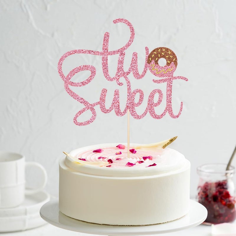 Florcmet Two Sweet Birthday Party SuppliesDonut Cake Toppers Candy Two Sweet Cake DecorationsDonut 2nd Themed Baby ShowerBoys Girls 2 year old Birthday Cake Decoration Supplies - Image 3