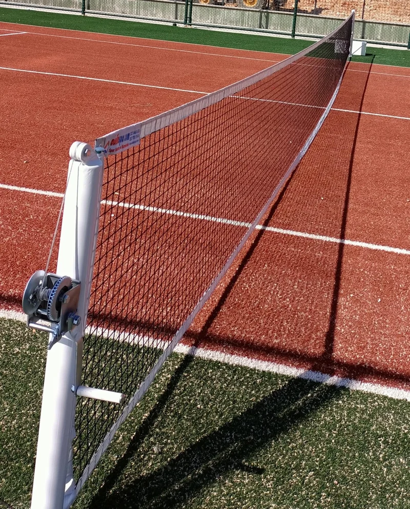 adelinspor Via Tennis Pole with Fixed Anchor and Gold Tennis Net
