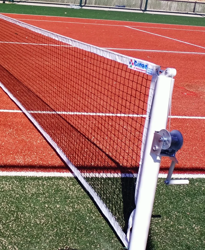 adelinspor Via Tennis Pole with Fixed Anchor and Gold Tennis Net