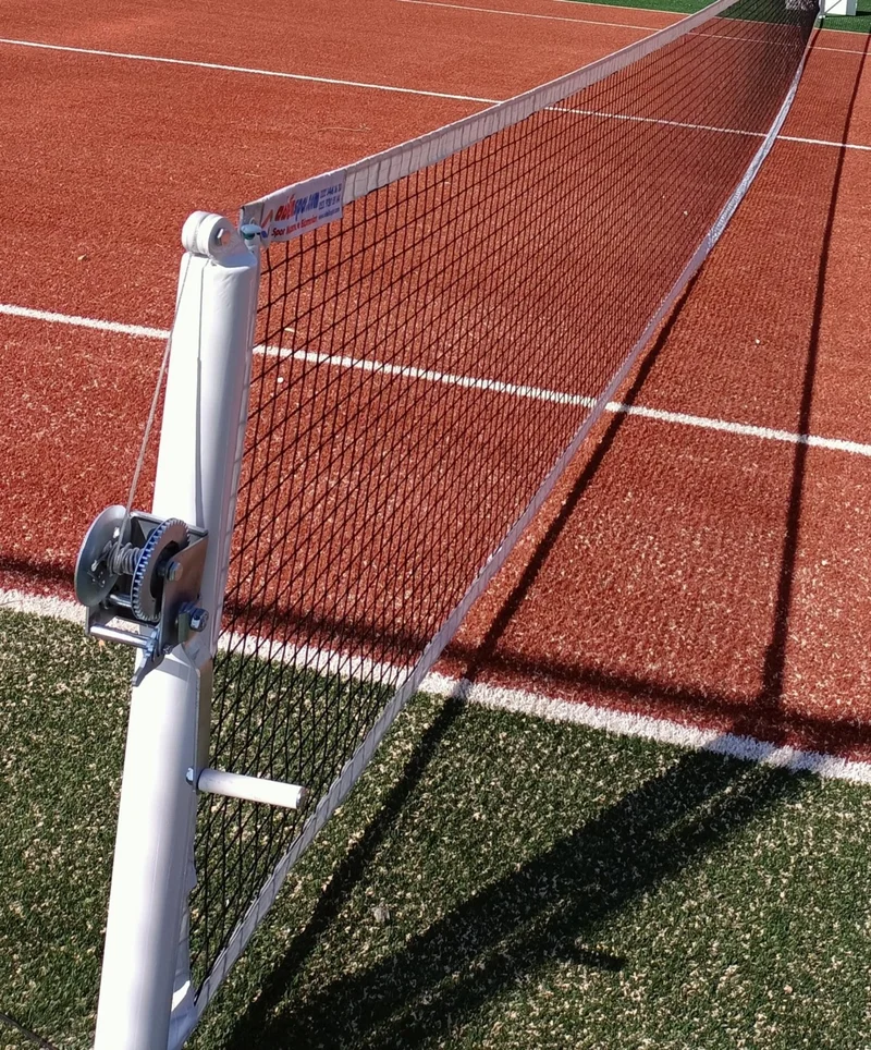 adelinspor Via Tennis Pole with Fixed Anchor and Gold Tennis Net