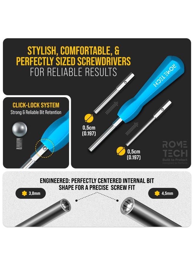 ROME TECH Gamebit Screwdriver Set for GameCube, Gameboy, SNES, NES, N64, Sega Game Cartridge, Tri Wing Screw Driver & 3.8mm 4.5mm - Screwdriver Bit Set Console Repair Tool - Image 5