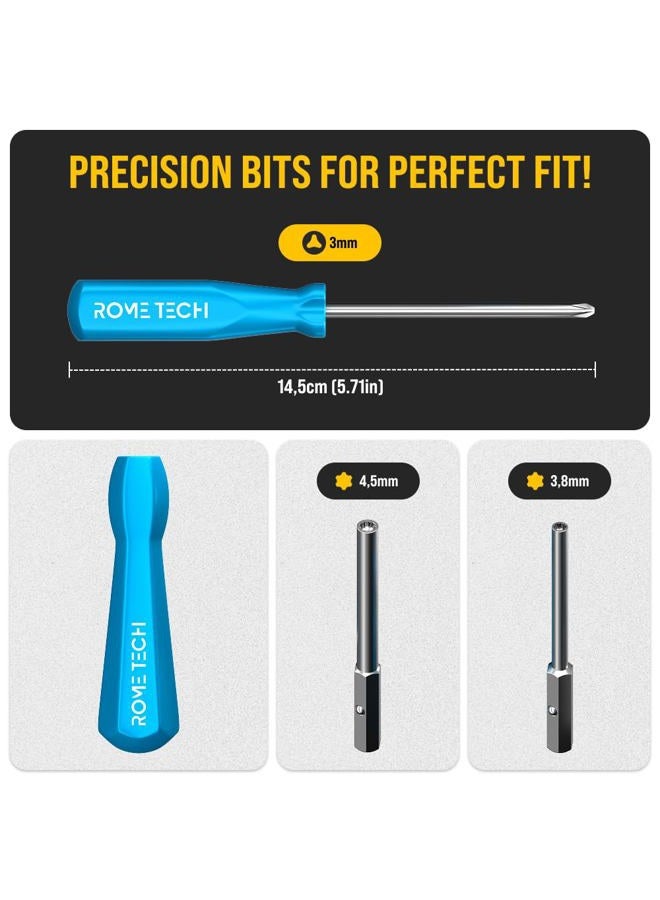 ROME TECH Gamebit Screwdriver Set for GameCube, Gameboy, SNES, NES, N64, Sega Game Cartridge, Tri Wing Screw Driver & 3.8mm 4.5mm - Screwdriver Bit Set Console Repair Tool - Image 3