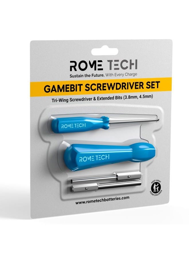 ROME TECH Gamebit Screwdriver Set for GameCube, Gameboy, SNES, NES, N64, Sega Game Cartridge, Tri Wing Screw Driver & 3.8mm 4.5mm - Screwdriver Bit Set Console Repair Tool - Image 1