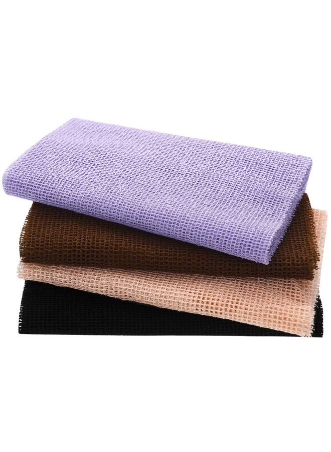 Breling 4 Pieces African Body Exfoliating Net Polyester Cleaning Shower Body Scrubber Back Scrubber Exfoliating Wash Bath Cloth for Daily Use or Stocking Stuffer (Black, Brown, Pink, Purple) - Image 1