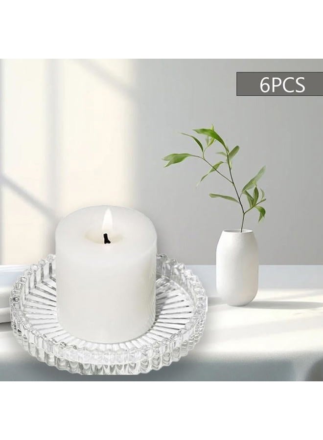 DDRAUY 2PCS Clear Glass Pillar Candle Plates，Round Glass Candle Holder，Small Candle Holders for Pillar Glass 3" for Dinning Wedding Party Table Centerpiece - Image 5