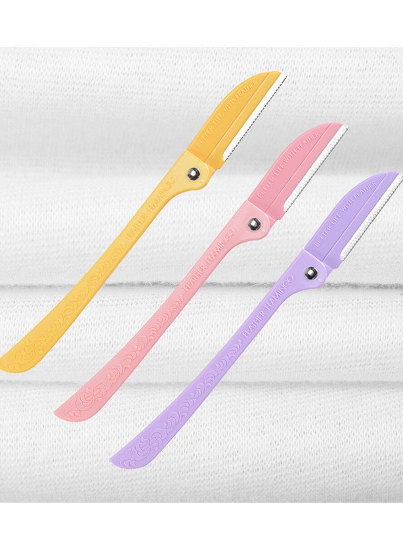 Feather Pack of 3 Flamingos Ladies Razor for Facial and Body Hair Yellow/Pink/Purple - Image 3