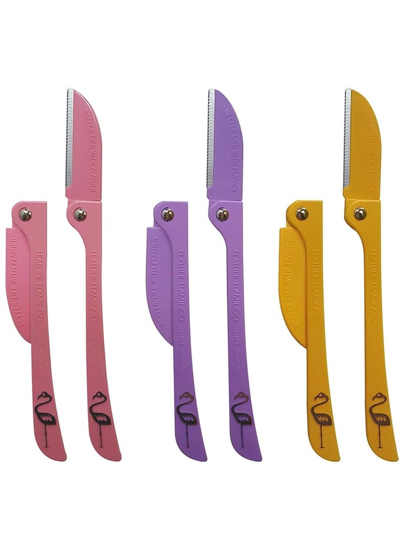 Feather Pack of 3 Flamingos Ladies Razor for Facial and Body Hair Yellow/Pink/Purple - Image 4