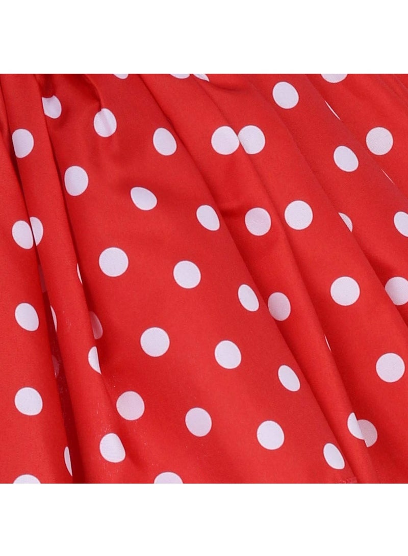 MileMelo Girl Dress Short Sleeve Big Polka Dot Bow Cartoon With Party Fancy Dress Red(New)  - Image 3