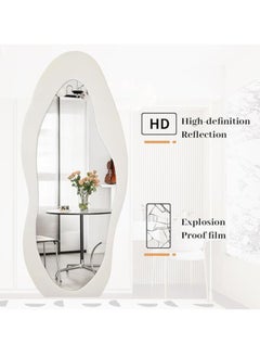Arabest Full Length Wall Mirror, Irregular Floor Mirror, Boho Decor, Irregular Wall Mirror for Bedroom, Living Room, Full Body Mirror, White  - Image 3