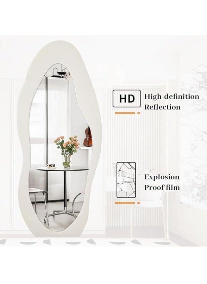 Arabest Full Length Wall Mirror, Irregular Floor Mirror, Boho Decor, Irregular Wall Mirror for Bedroom, Living Room, Full Body Mirror, White  - Image 3