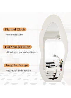 Arabest Full Length Wall Mirror, Irregular Floor Mirror, Boho Decor, Irregular Wall Mirror for Bedroom, Living Room, Full Body Mirror, White  - Image 5