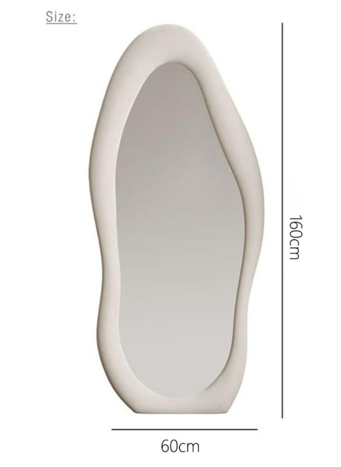 Arabest - Full Length Wall Mirror, Irregular Floor Mirror, Boho Decor, Irregular Wall Mirror for Bedroom, Living Room, Full Body Mirror, White - Image 1