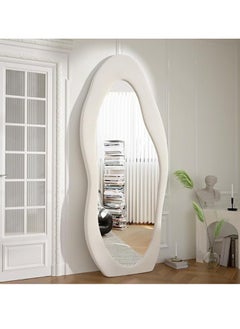 Arabest Full Length Wall Mirror, Irregular Floor Mirror, Boho Decor, Irregular Wall Mirror for Bedroom, Living Room, Full Body Mirror, White  - Image 1