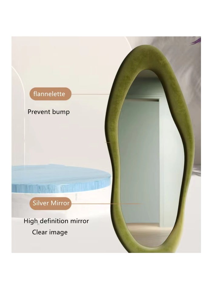 Arabest - Full Length Wall Mirror, Irregular Floor Mirror, Boho Decor, Irregular Wall Mirror for Bedroom, Living Room, Full Body Mirror, White - Image 1