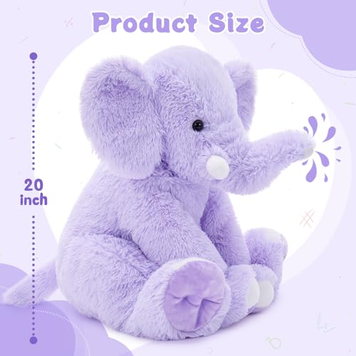 MorisMos Large Elephant Stuffed Animal 196inch Soft Stuffed Elephant Plush Companion Gifts for Girls Boys Purple - Image 5