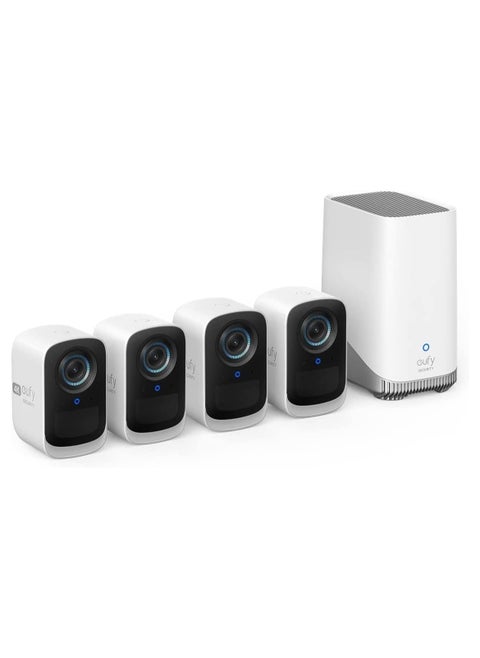 eufy security eufyCam 3C 4-Cam Kit, Security Camera Outdoor Wireless, 4K Camera, Expandable Local Storage up to 16TB, Face Recognition AI, Spotlight, Color Night Vision, No Monthly Fee