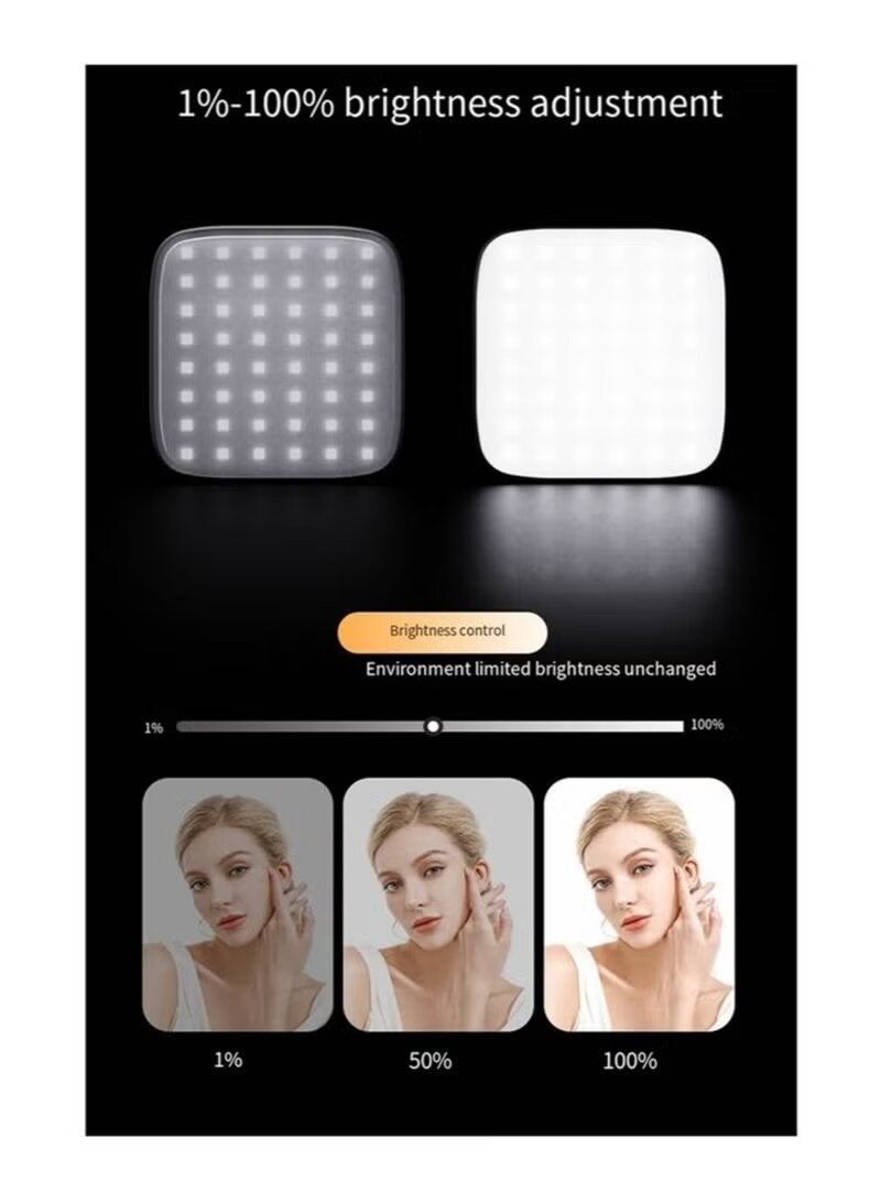 RGB M22 RGB Magnetic Pocket Light Portable LED Fill Light for Mobile Phone Video Conference Live Streaming Photography Rechargeable Mini Camera Light Adjustable Brightness Black - Image 3