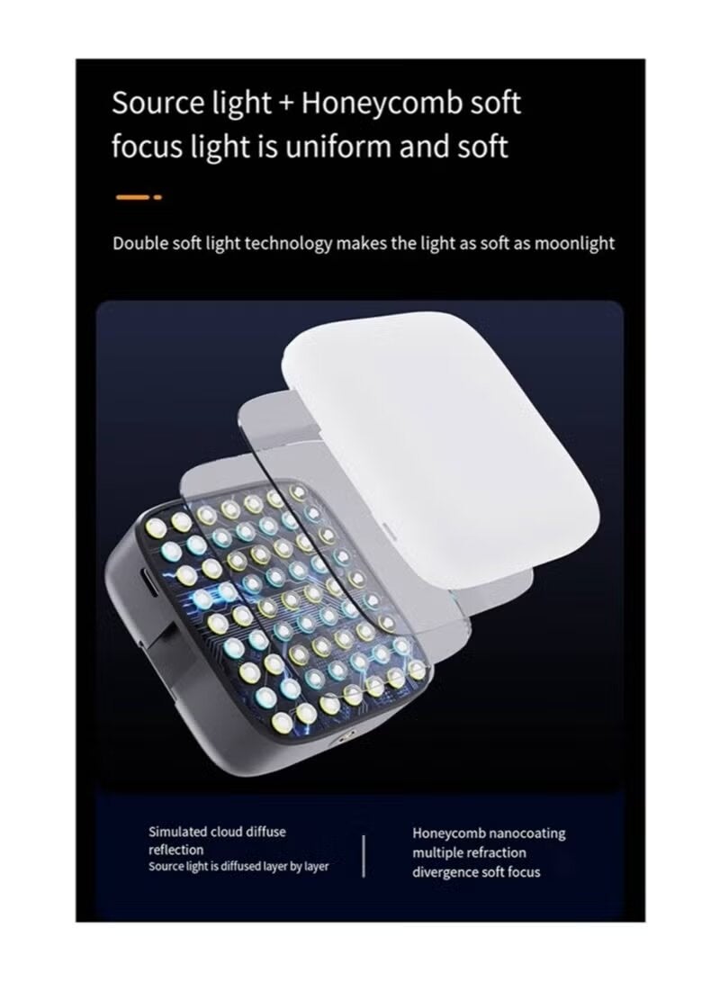 RGB M22 RGB Magnetic Pocket Light Portable LED Fill Light for Mobile Phone Video Conference Live Streaming Photography Rechargeable Mini Camera Light Adjustable Brightness Black - Image 4