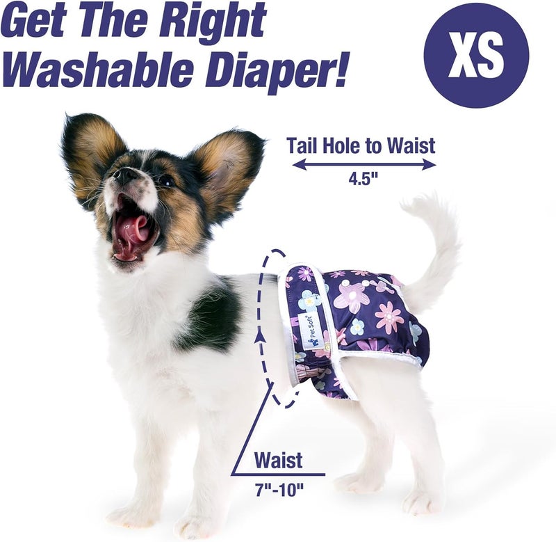 Pet Soft Dog Diapers Female Washable - Pack of 3 Doggie Diapers for Female Dogs, Strong Absorbent Reusable Dog Period Diapers, Female Dog Diapers for Heat & Pet Incontinence Peeing (Bloom, XS) - Image 5