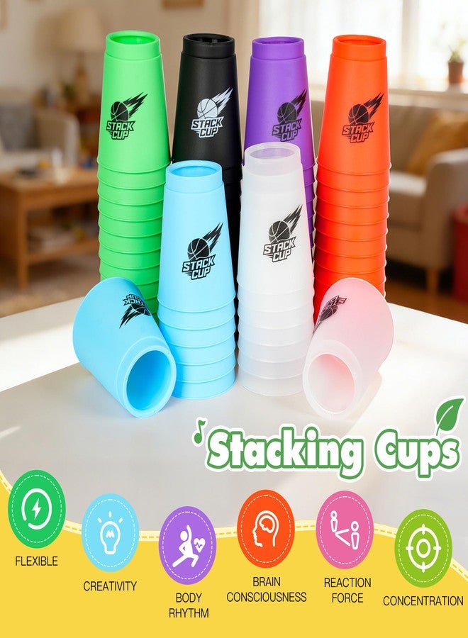 SEISSO Quick Stacking Cups, Stacking Cup Set Classic Stack Training Game Toys,12PCS Black Stacking Cup Set for Boys Girls Kids - Image 3