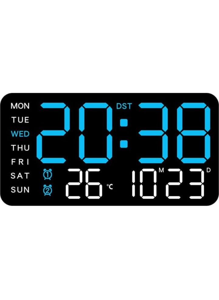 Generic - Borderless Digital Wall Clock with Adjustable LED Color Display – Multi-Function Voice-Controlled Clock, 5-Level Brightness Adjustment, Automatic Photosensitive Sensor, Sleek Wall or Desk Clock for Home & Office - Image 1