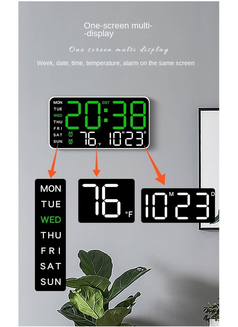 Generic - Borderless Digital Wall Clock with Adjustable LED Color Display – Multi-Function Voice-Controlled Clock, 5-Level Brightness Adjustment, Automatic Photosensitive Sensor, Sleek Wall or Desk Clock for Home & Office - Image 1