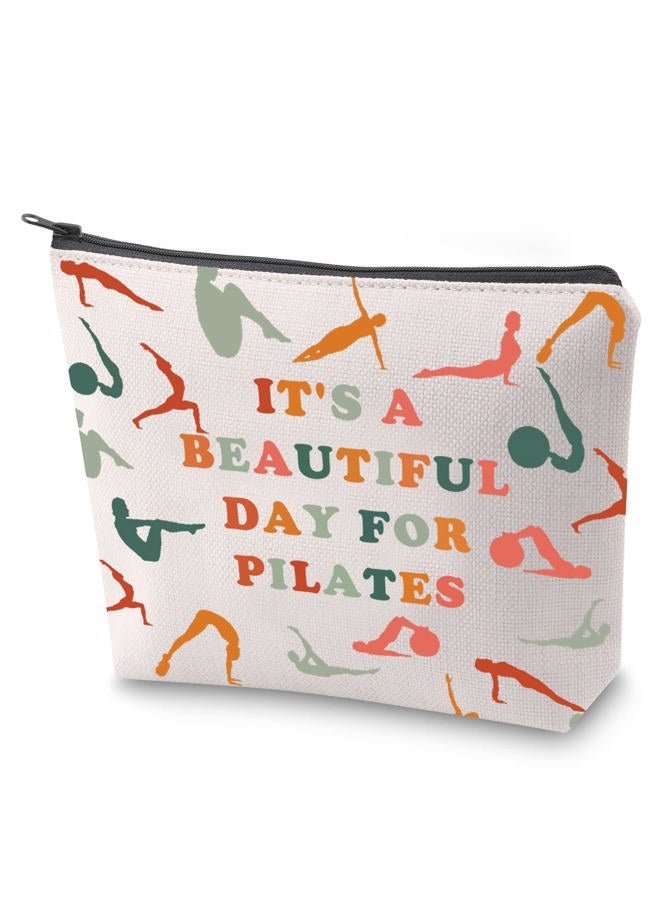 ZJXHPO Pilates Lover Gift Pilates Coach Trainer Instructor Appreciation Gift It's A Beautiful Day For Pilates Makeup Bag With Zipper Yoga Pilates Gift (Pilates) - Image 1