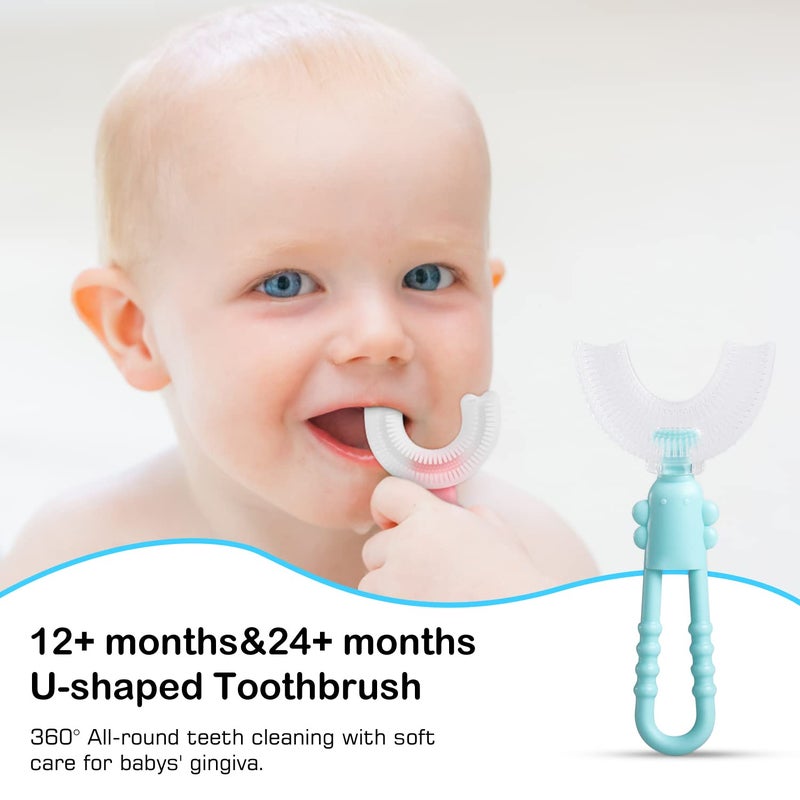 Frerdui Baby Toddler Infant Toothbrush 6 to 12 Months and Up Age 1 2 3 1-2 2-4 Year Old, 10 in 1 Toothbrushes Gift Set with Soft Finger U-shaped Brush Brushing Bristles for Newborns Kids Children Child - Image 4