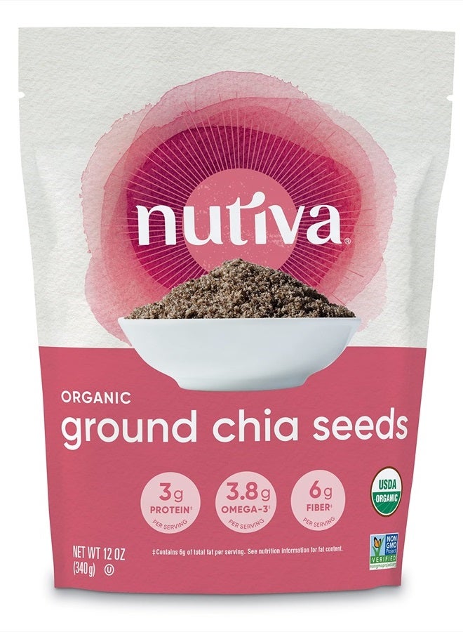 Nutiva بذور شيا عضوية خام ممتازة، 12 أونصة، عضوي من وزارة الزراعة الأمريكية، غير معدلة وراثيًا، معتمدة من Whole 30، نباتية، خالية من الغلوتين وكيتو، بذور غنية بالعناصر الغذائية تحتوي على 3 جرام بروتين و5 جرام ألياف للسلطات، الزبادي والعصائر - Image 1