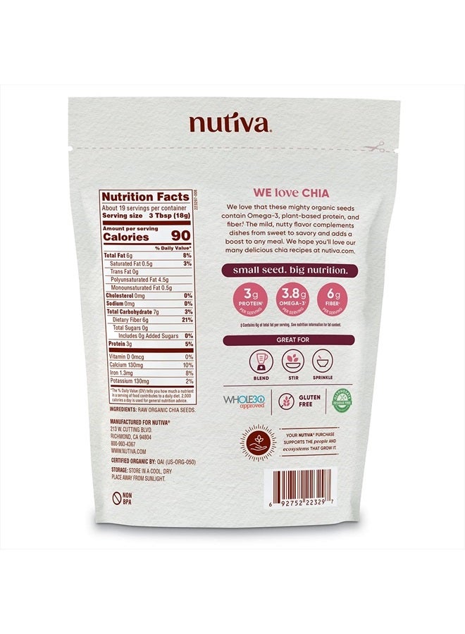 Nutiva بذور شيا عضوية خام ممتازة، 12 أونصة، عضوي من وزارة الزراعة الأمريكية، غير معدلة وراثيًا، معتمدة من Whole 30، نباتية، خالية من الغلوتين وكيتو، بذور غنية بالعناصر الغذائية تحتوي على 3 جرام بروتين و5 جرام ألياف للسلطات، الزبادي والعصائر - Image 2