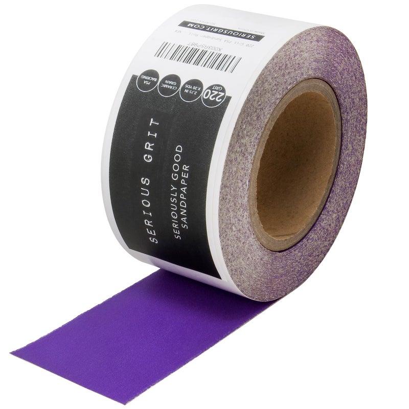 Serious Grit 220 Grit Ceramic Grain PSA Sandpaper Roll HeavyDuty Stickyback Adhesive Longboard Sanding Roll 275 x 20 Yard Continuous Sand Paper for Wood Metal Autobody Paint Air Sanders - Image 2