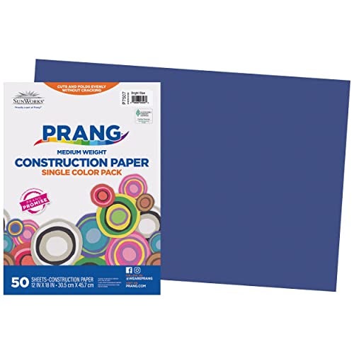 Prang ورق بناء برانغ (سابقًا صن ووركس)، أزرق ساطع، 12" × 18"، 50 ورقة - Image 1