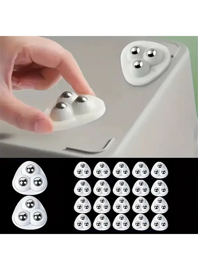 White Body Silver Beads 360 Swivel Casters Heavy Duty Self Adhesive No Tool Mounting Chair Wheels - Image 2